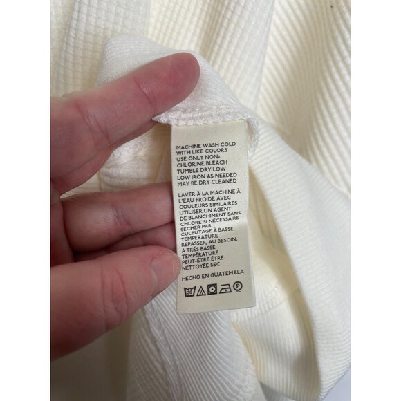 Free People Large Santa Clara Thermal Top Alabaster Ivory Waffle Knit V-Neck NWT - Picture 10 of 16